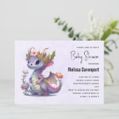 Mooie Dragon met Elegant Crown Baby shower Kaart (Staand voorkant)