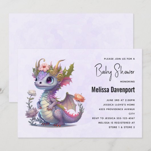Mooie Dragon met Elegant Crown Baby shower Kaart (Voorkant / Achterkant)