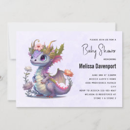 Mooie Dragon met Elegant Crown Baby shower Kaart