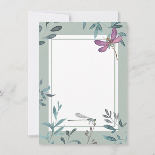 Mooie Dragonfly en een Grieks huwelijk in de tuin Bedankkaart (Achterkant)