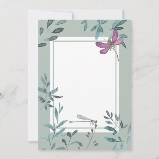Mooie Dragonfly en een Grieks huwelijk in de tuin Kaart (Achterkant)