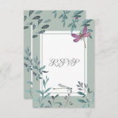 Mooie Dragonfly en een Grieks huwelijk in de tuin RSVP Kaartje (Voorkant / Achterkant)