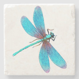 Mooie Dragonfly met Bright Blue Turquoise Stenen Onderzetter