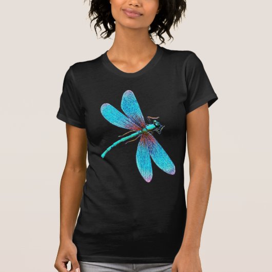 Mooie Dragonfly met Bright Blue Turquoise T-shirt (Voorkant)