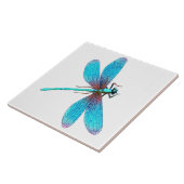 Mooie Dragonfly met Bright Blue Turquoise Tegeltje (Zijkant)