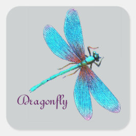 Mooie Dragonfly met Bright Blue Turquoise Vierkante Sticker
