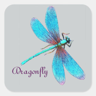 Mooie Dragonfly met Bright Blue Turquoise Vierkante Sticker