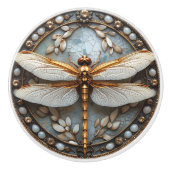 Mooie Dragonfly Pareltjes Gouden Moeder van Pearl Keramische Knop (Voorkant)