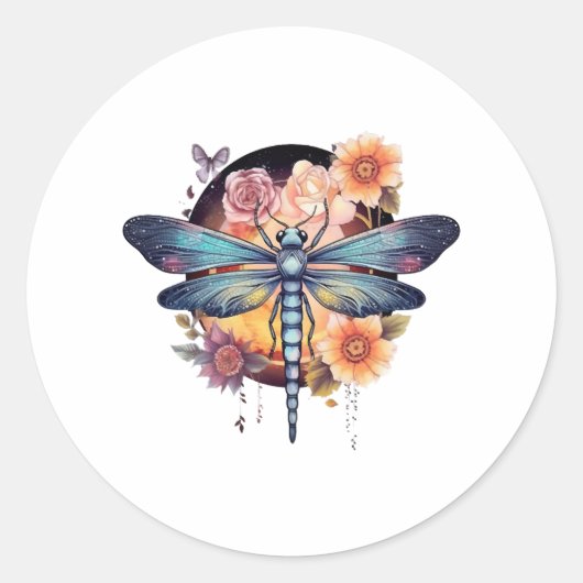 Mooie Dragonfly Ronde Sticker (Voorkant)