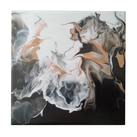 Mooie, dramatische, zwart/gouden abstracte kunst tegeltje (Voorkant)