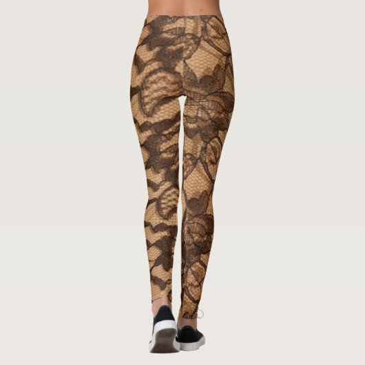 Mooie Dressy Lace Look Brown Yoga Leggings (Achterkant)