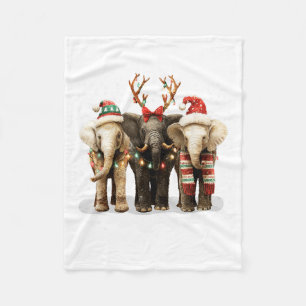 Mooie Drie Olifanten Kerstverlichting Merry Bright Fleece Deken