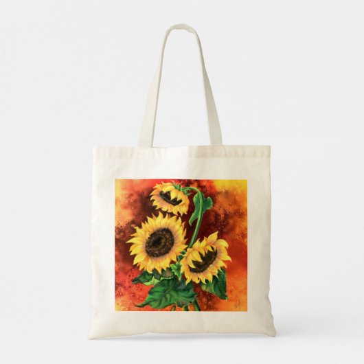 Mooie drie zonnebloemen Canvas tas - Schilderen (Achterkant)