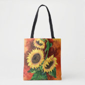 Mooie drie zonnebloemen Canvas tas - Schilderen (Voorkant)