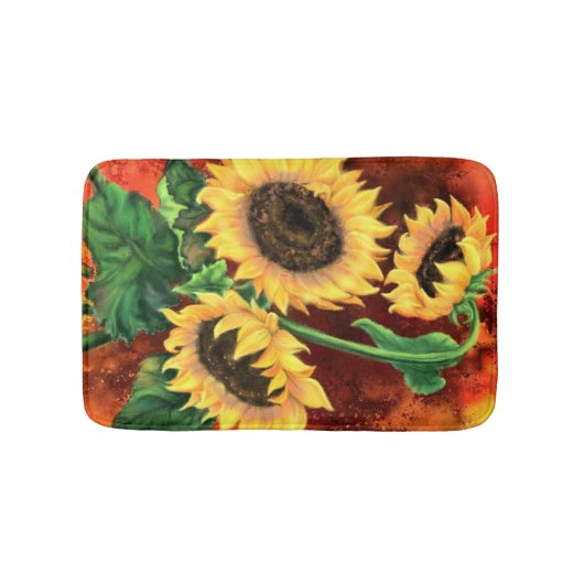 Mooie drie zonnebloemen - gemanipuleerde kunstschi badmat (Voorkant)