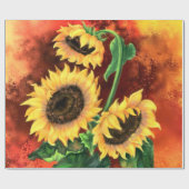 Mooie drie zonnebloemen inpakpapier (Vlak)