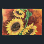 Mooie drie zonnebloemen keukenhanddoeken schildere<br><div class="desc">Mooie drie zonnebloemen</div>
