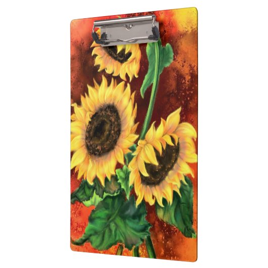 Mooie drie zonnebloemen klembord schilderen (Links)