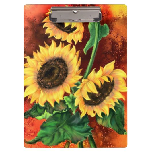 Mooie drie zonnebloemen klembord schilderen (Voorkant)