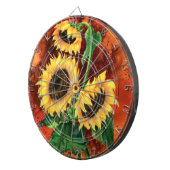 Mooie drie zonnebloemen kunstbord - Schilderen Dartbord (Voorkant Rechts)