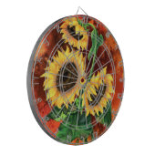 Mooie drie zonnebloemen kunstbord - Schilderen Dartbord (Voorkant Links)