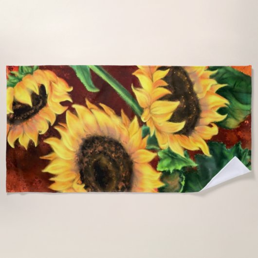 Mooie drie zonnebloemen met handdoeken - schildere (Voorkant)