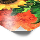 Mooie drie zonnebloemen - Migned Art Painting Foto Afdruk (Hoek)