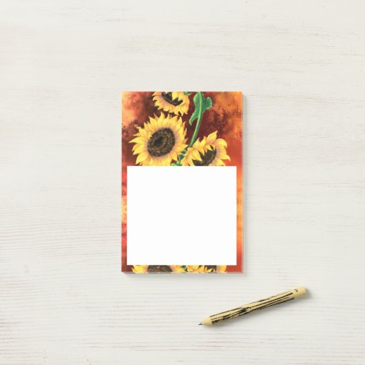 Mooie drie zonnebloemen - Migned Art Painting - Post-it® Notes (Op bureau)