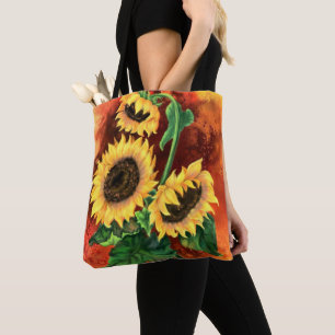 Mooie drie zonnebloemen - Migned Art Painting Tote Bag
