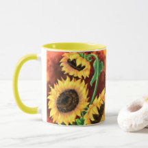 Mooie drie zonnebloemen - Migned Painting Art -