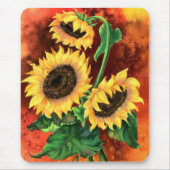Mooie drie zonnebloemen Muismat schilderen (Voorkant)