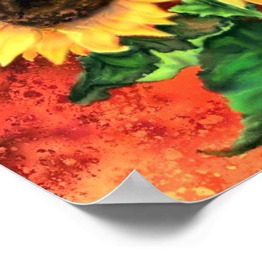 Mooie drie zonnebloemen Poster - Schilderen (Hoek)