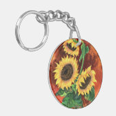 Mooie drie zonnebloemen Sleutelhanger - Schilderen (Voorkant Links)