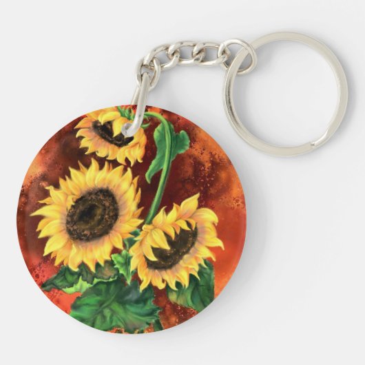 Mooie drie zonnebloemen Sleutelhanger - Schilderen (Achterkant)