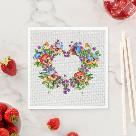 Mooie driekleurige viooltjes servet (Insitu)