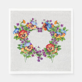 Mooie driekleurige viooltjes servet