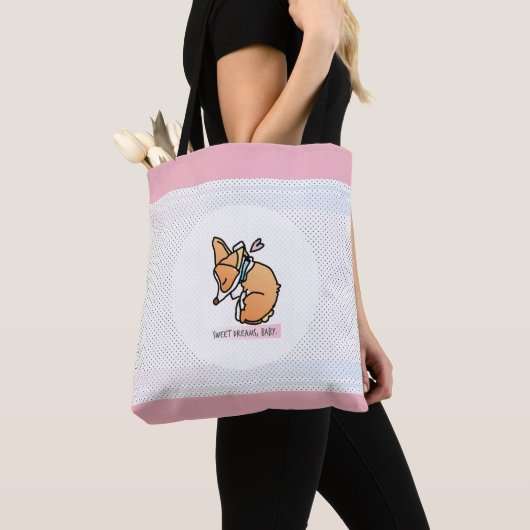 mooie dromen, corgi baby. pastelcanvas tas (Dichtbij)