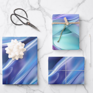 Mooie Dromerige Blauwe Paarse Bruiloft Feest Inpakpapier Vel