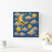 Mooie Dromerige Nachtelijke Hemel - Schilderstijl  Vierkante Klok (Huis)