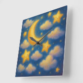 Mooie Dromerige Nachtelijke Hemel - Schilderstijl  Vierkante Klok (Hoek)