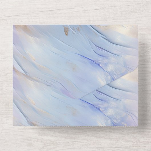 Mooie dromerige Paarse Blauwe Gouden Champagne Par All In One Uitnodiging (Achterkant)