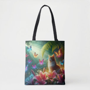 Mooie dromerige vlinders & Kat Tote Bag