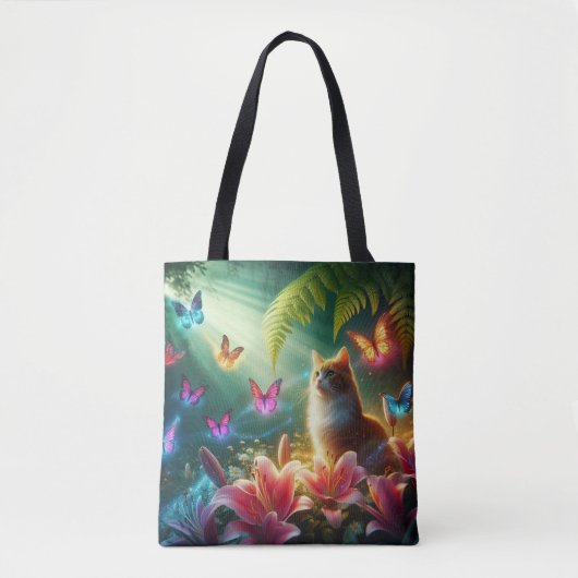 Mooie dromerige vlinders & Kat Tote Bag (Voorkant)