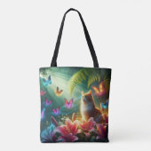 Mooie dromerige vlinders & Kat Tote Bag (Achterkant)