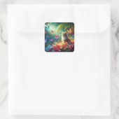 Mooie dromerige vlinders & Kat Vierkante Sticker (Tas)