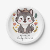 Mooie dromerige Wolf Baby shower Papieren Bordje (Voorkant)