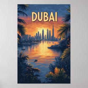 Mooie Dubai Illustratie Reizen Poster