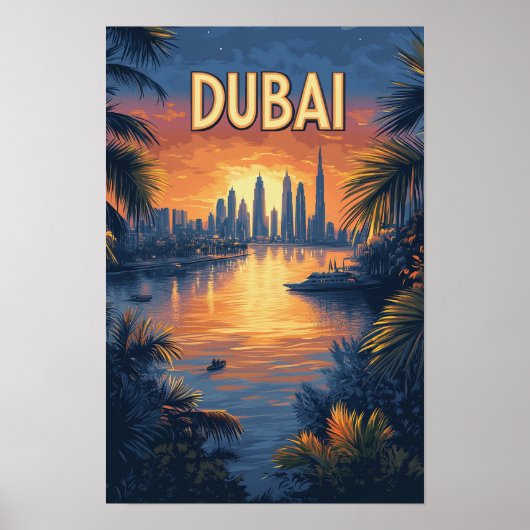 Mooie Dubai Illustratie Reizen Poster (Voorkant)