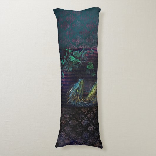 Mooie dubbelzijdige damast en draak custom lichaamskussen (Voorkant Verticaal)