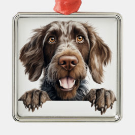 MOOIE DUITSE DRAADHARIGE WIJZERHOND METALEN ORNAMENT